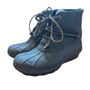 Sperry Women’s Saltwater Wedge Tide Black Leather Boots Size 6.5 STS99524